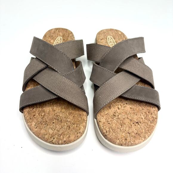 Keen Elle Mixed Slide Leather, Canvas Platform Slide Sandal 10.5 - Picture 3 of 8